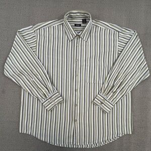 Izod Shirt Adult Extra Large Multicolor Button Up Stripe Business Casual Men